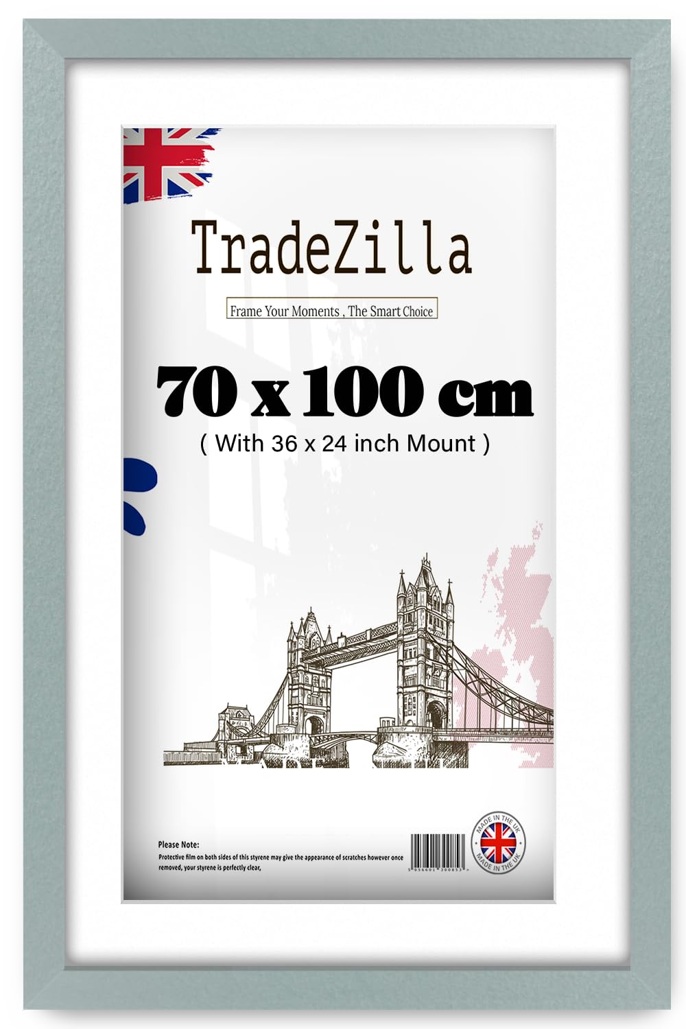 TradeZilla | Eton Wood Puzzle (70 x 100 cm) Frames with 91.44 x 60.96 cm White Mount Large Silver Frames| 40 x 28 Inch MDF Frame 700 x 1000 mm [ Silver ]