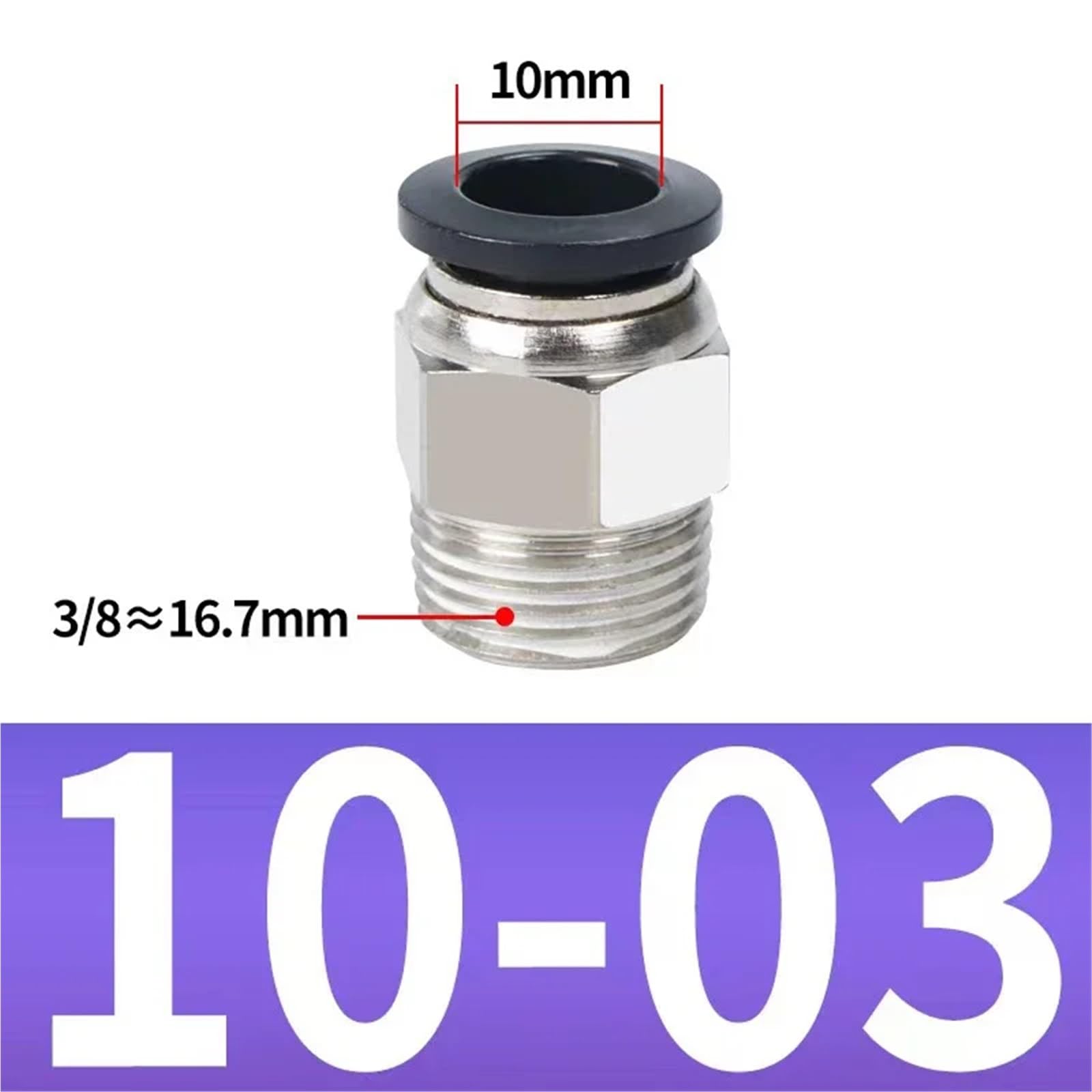 Pneumatic Air Connector Fitting 4mm 6mm 8/10mm Thread 1/8 1/4 3/8 1/2 Hose Fittings Pipe ittings 5pcs(PC10-03)
