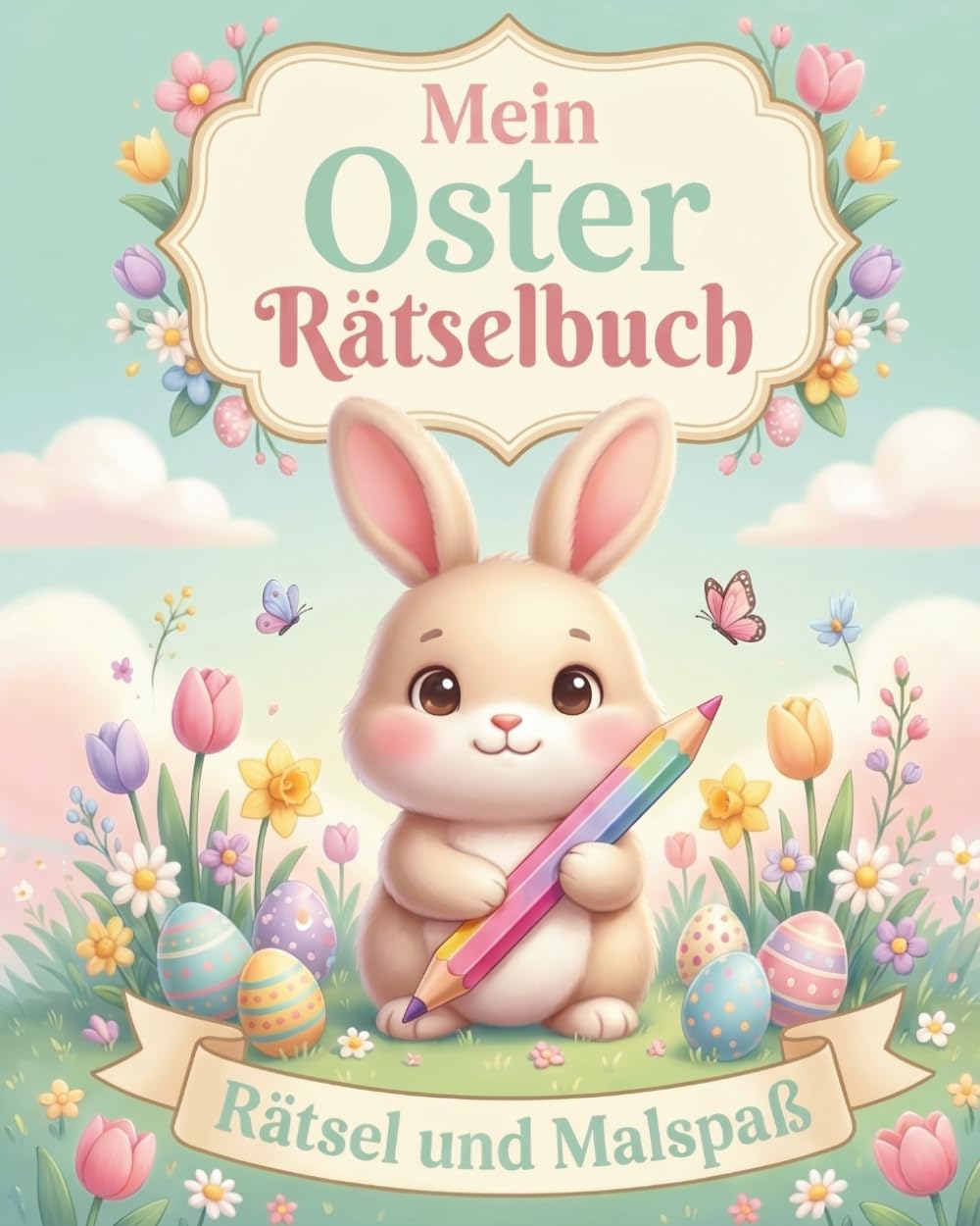 Mein Oster Rätselbuch: Bunter Rätselspaß, Labyrinthe, Suchbilder und Malspaß rund um Ostern für Kinder.