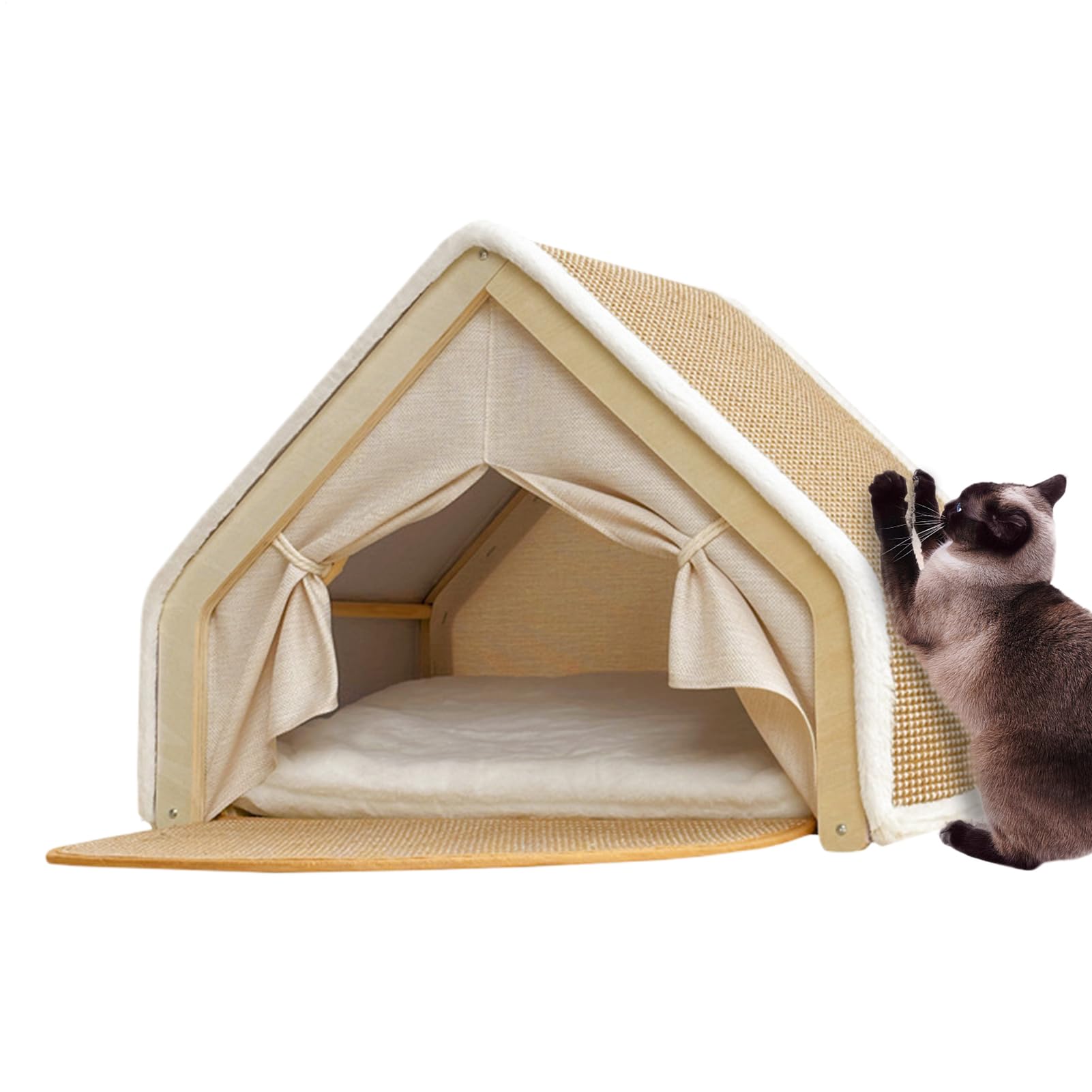 Tenda Cuccia Gatti Casa per con Tiragraffi in Sisal per Riposo e | Cuccia Gatti Tutte le Stagioni per Casa Soggiorno Camera da Stanza per Animali Inverno Pavimento
