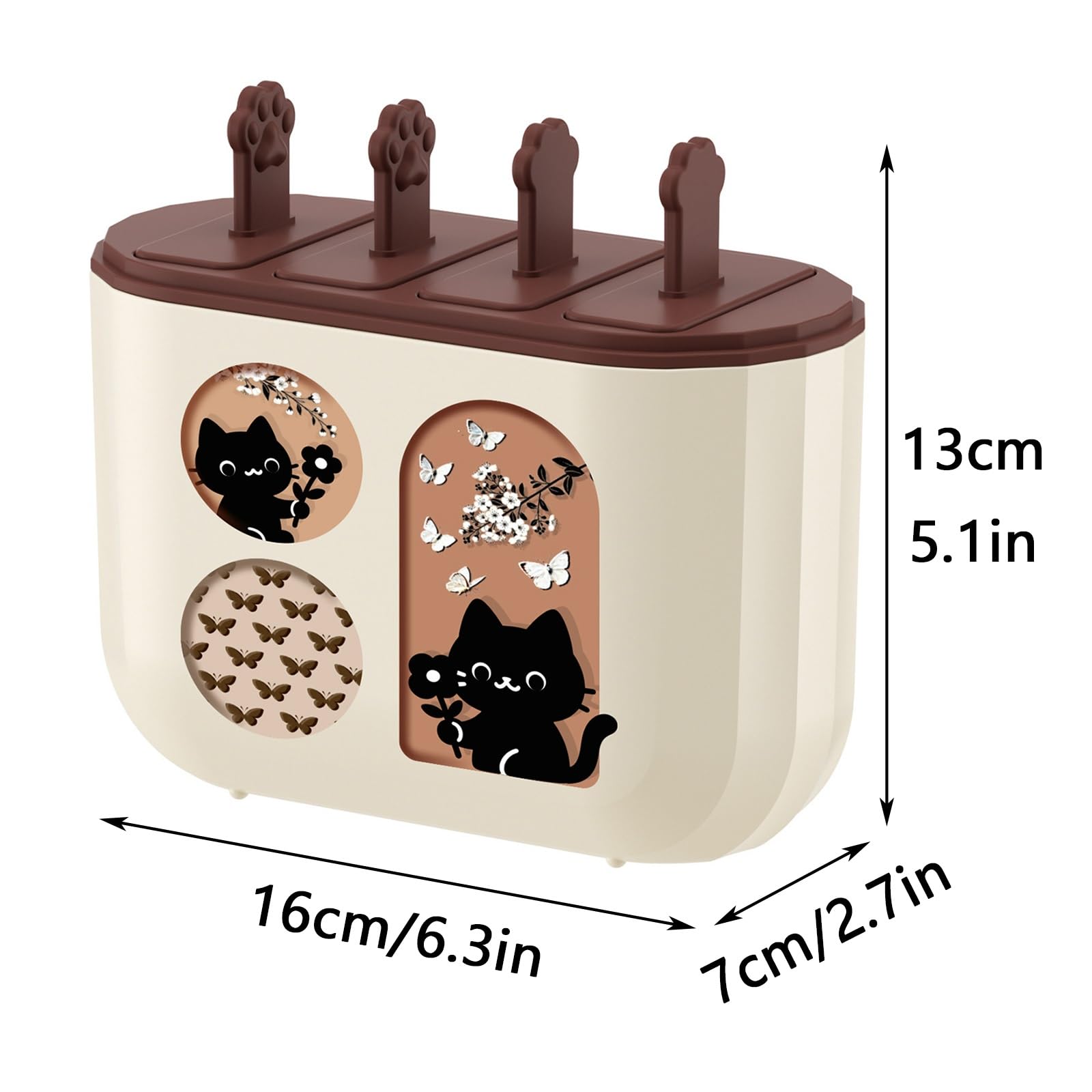 Molde Helados de 4 Cavidades, Molde para Helados, Fácil de Desmoldar, Reutilizable, para Reuniones de Verano, Picnics y Fiestas(Beige)