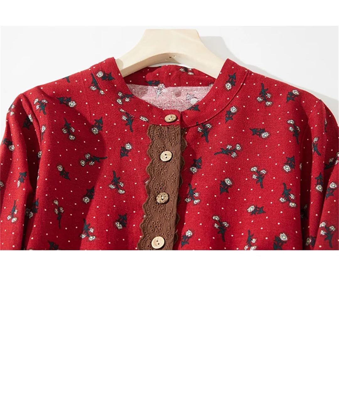 Vestido de retazos con estampado floral para mujer, de manga larga, cuello redondo, con cordón, casual, vestido midi, café, XXL