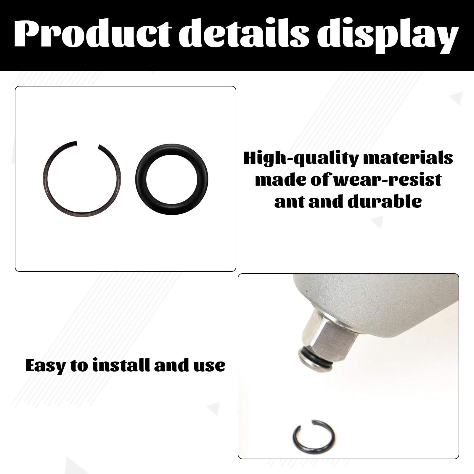 3/8" & 1/2" Impact Retaining Ring Clip with O-Ring, Impact Wrench Retaining Ring Kit - Image 3