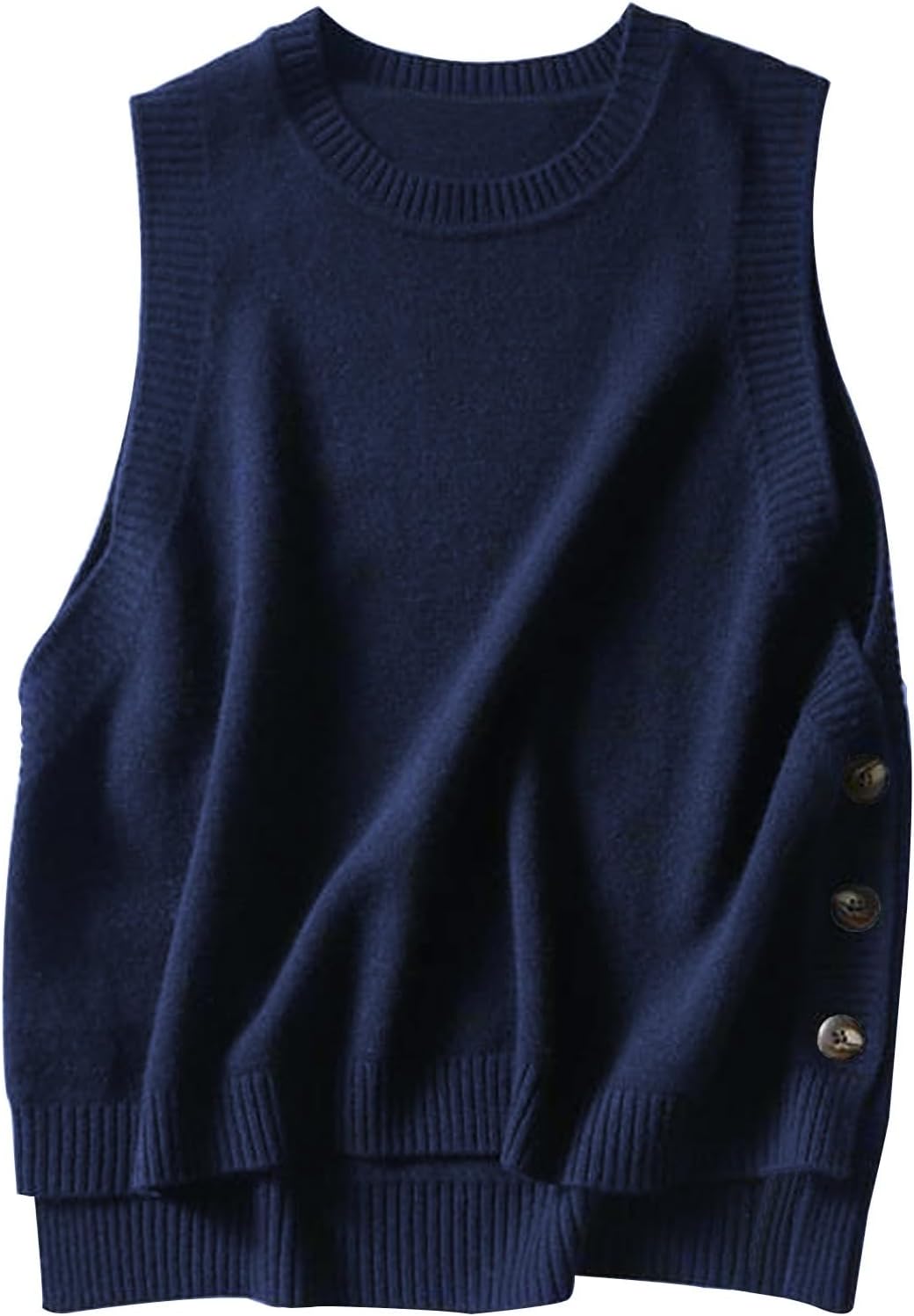 Wowcarbazole Women's Sleeveless Sweater Vest Casual Crew Neck Ribbed Knit Pullover Tops Loose Fit Full Clothes