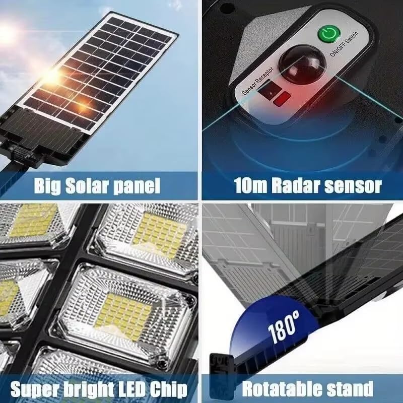 Miniatura 4 de 504LED uitra-Bright Solar Street Lght Sensor de movimiento gran angular, control remoto, ahorro de energía, impermeable, 4300 mAh, paquete de 1