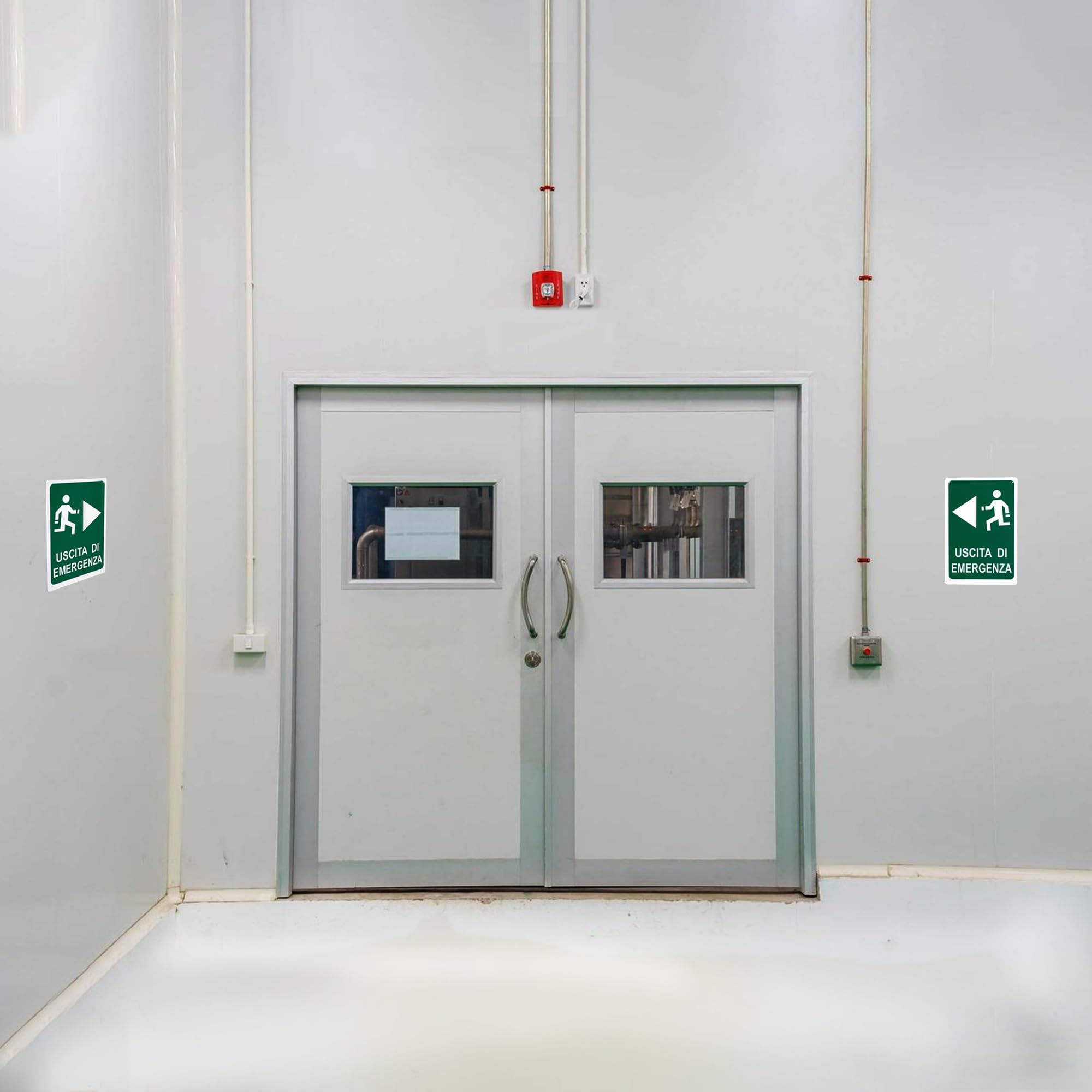 Cartello uscita di emergenza verso sinistra 120x145
