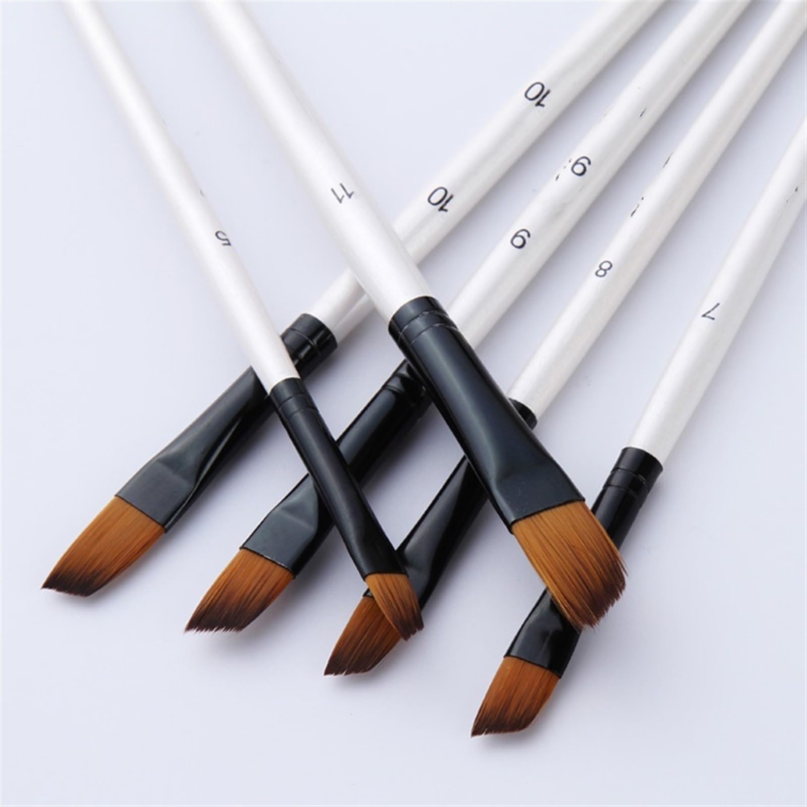 Pinceles para Pintar, 12 Piezas de Pelo de Nailon con Mango de Madera, Juego de Pinceles para Acuarela para Aprender a Pintar al óleo y acrílico, suministr,One Color-6