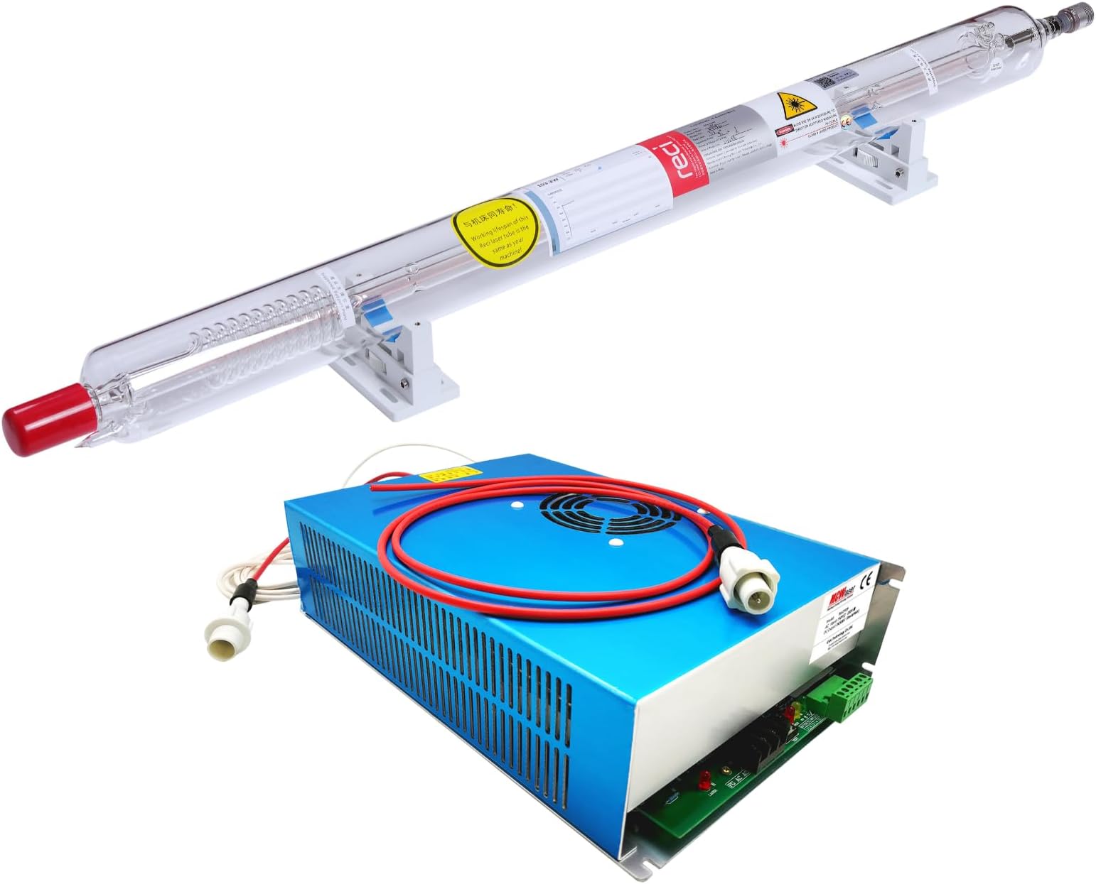 RECI CO2 Laser Tube 90W (Peak 100W) 1240mm W2/S2 and DY13 Power spply shiping from US