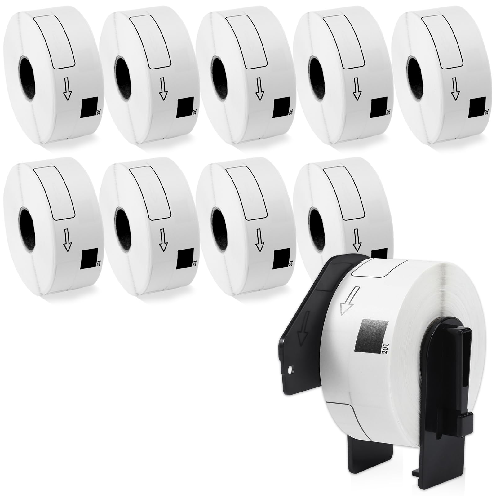10 Rolls Compatible with Brother DK-11201 DK11201 Label Roll 29mm x 90mm White Standard Address Labels, Compatible with Brother QL-500 550 570 700 710W 720NW 800 810W 820NWB 1050 1110NWB