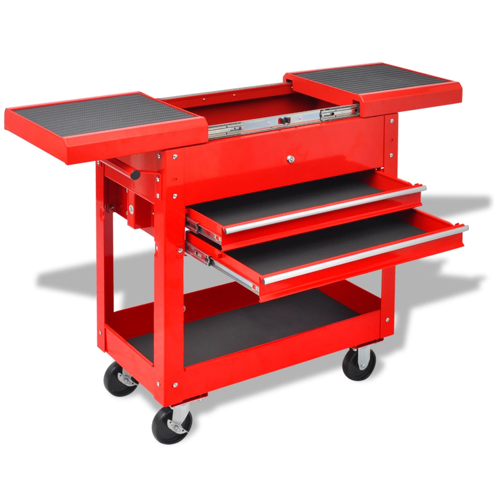 Carrello portautensili rosso in acciaio, 79,5 x 37 x 85 cm, con ruote, mobile e stabile, per officina, casa, garage, cantiere, trasporto e magazzino, pratica soluzione di stoccaggio