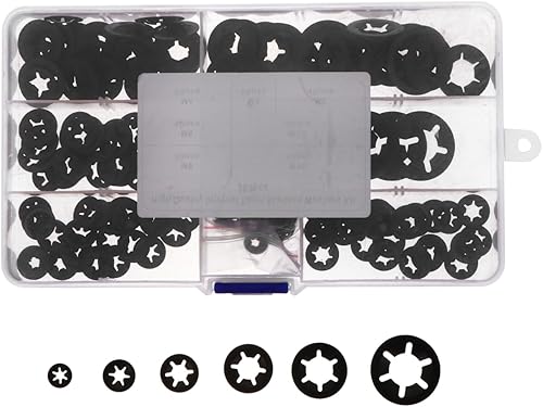 Ciieeo Blossom Shaped Locking Washers Retaining Clips Set 260 Pcs Manganese Stee