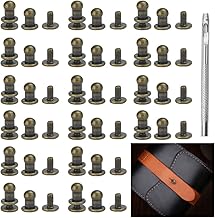 PERFETSELL Lot de 60 rivets ronds en bronze pour cuir - Vis à bouton en métal - Pour vêtements, chaussures, bagages