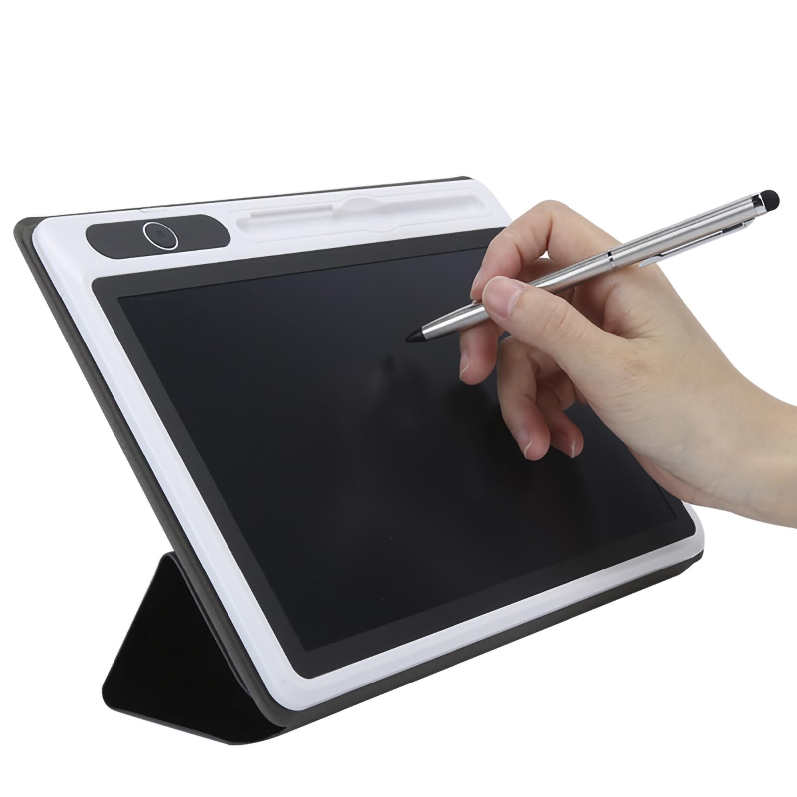10 '' LCD Elektronisch Kladblok, Elektronisch Tekentablet met Handschrifttafel, Beste Keuze voor Werk ＆ Studie, Zakelijke Bijeenkomst, Tijdelijke Uitleg, Dagelijkse notitie) (zwart (met leren etui