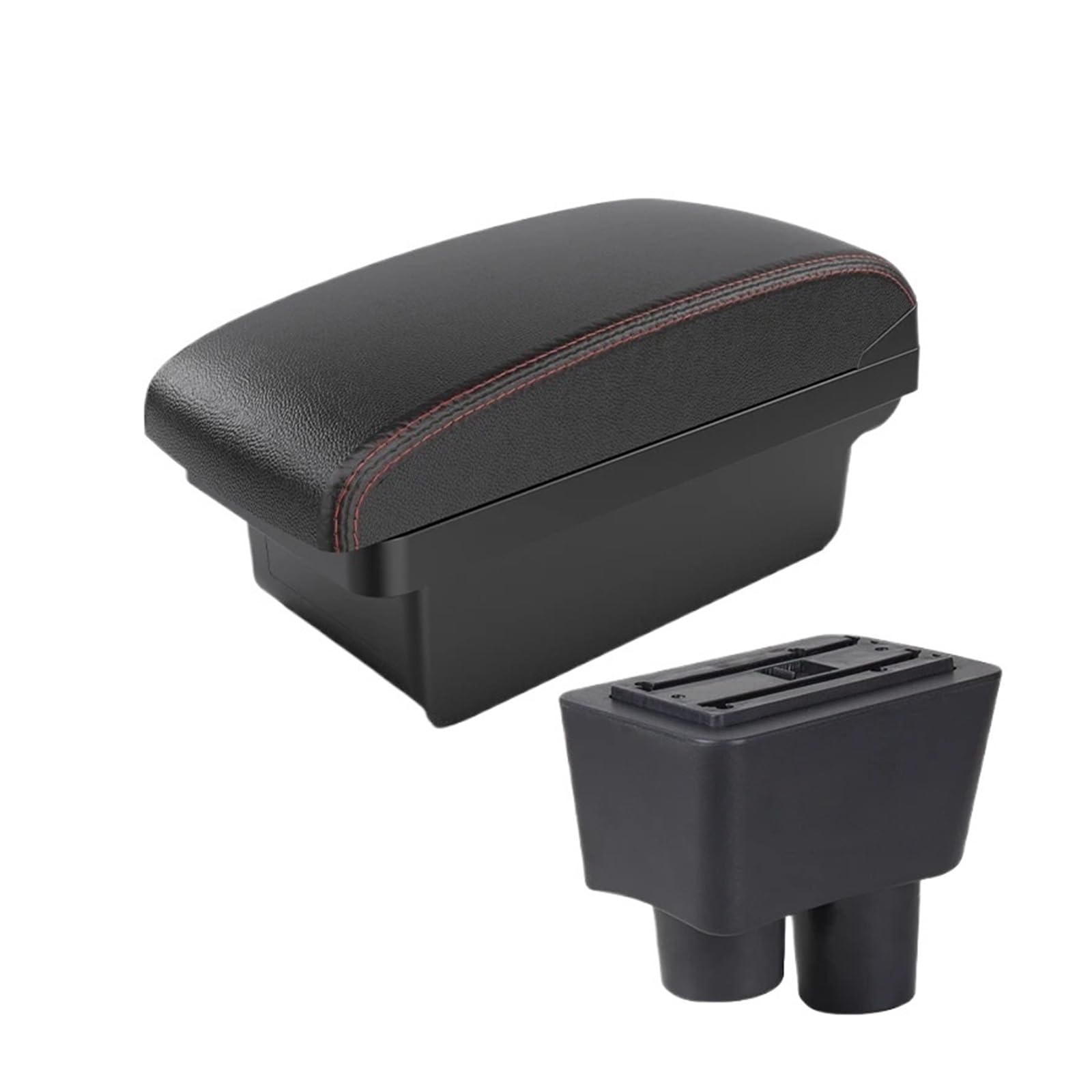 Ecbugat A1 Black Red No Usb For Nissan For Almera For Versa Armrest Car Box Storage Interior Dedicated Retrofit Accessories Car Armrest Box(A1 Black Red No Usb)