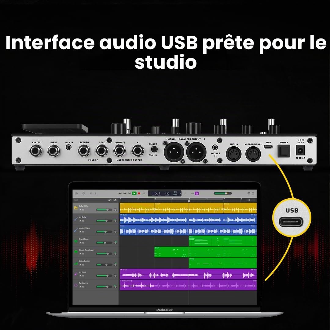 VALETON Pédale d'effet guitare basse Multi-effets Processeur Amp Modélisation IR Cabinets Simulation avec FX Loop MIDI I/O Expression Pédale stéréo OTG USB GP-200 + Bag