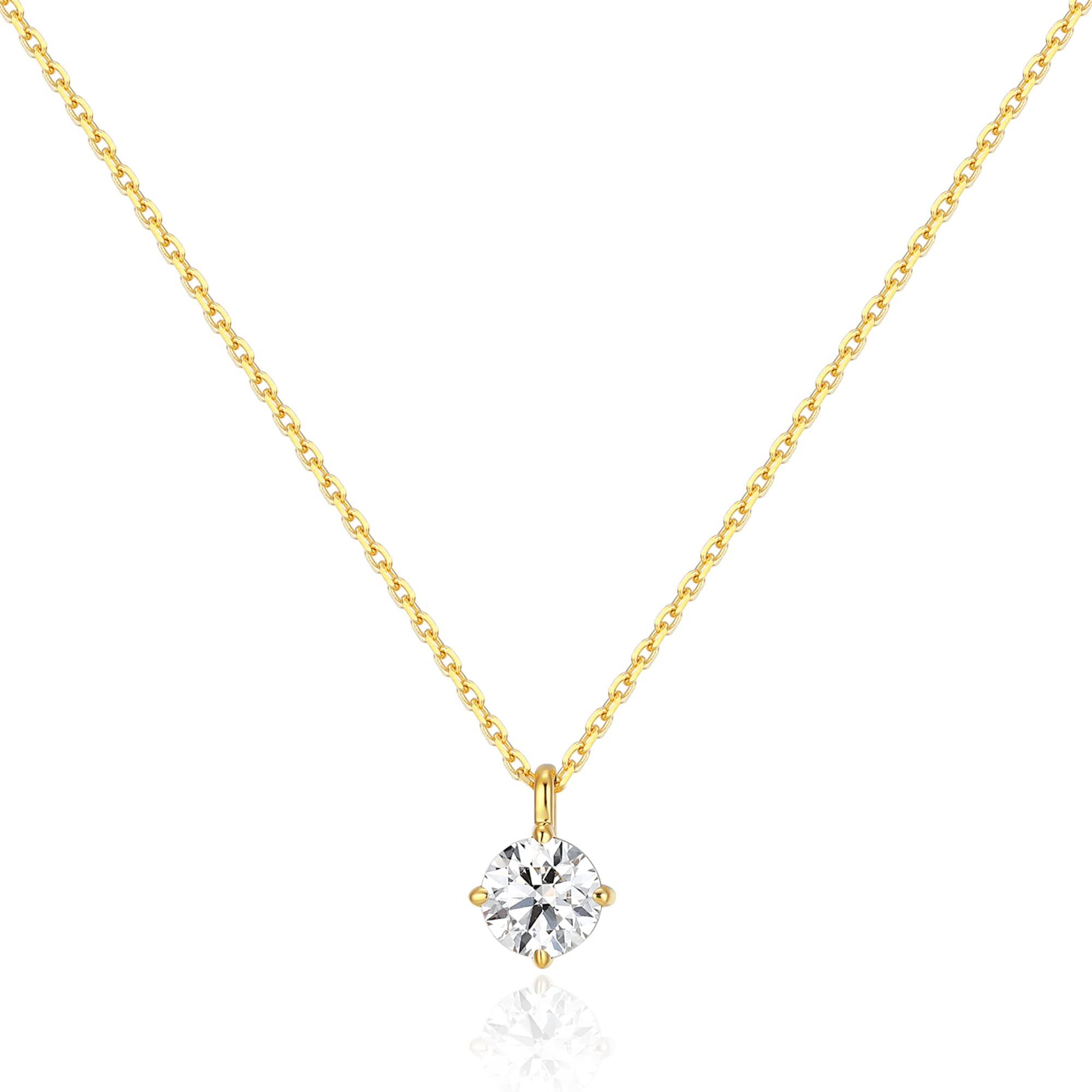 espereCertified Lab-Created Diamond Solitaire Necklace in 14K Gold 16-18'' | Round Brilliant Prong Setting Diamond Solitaire Necklace