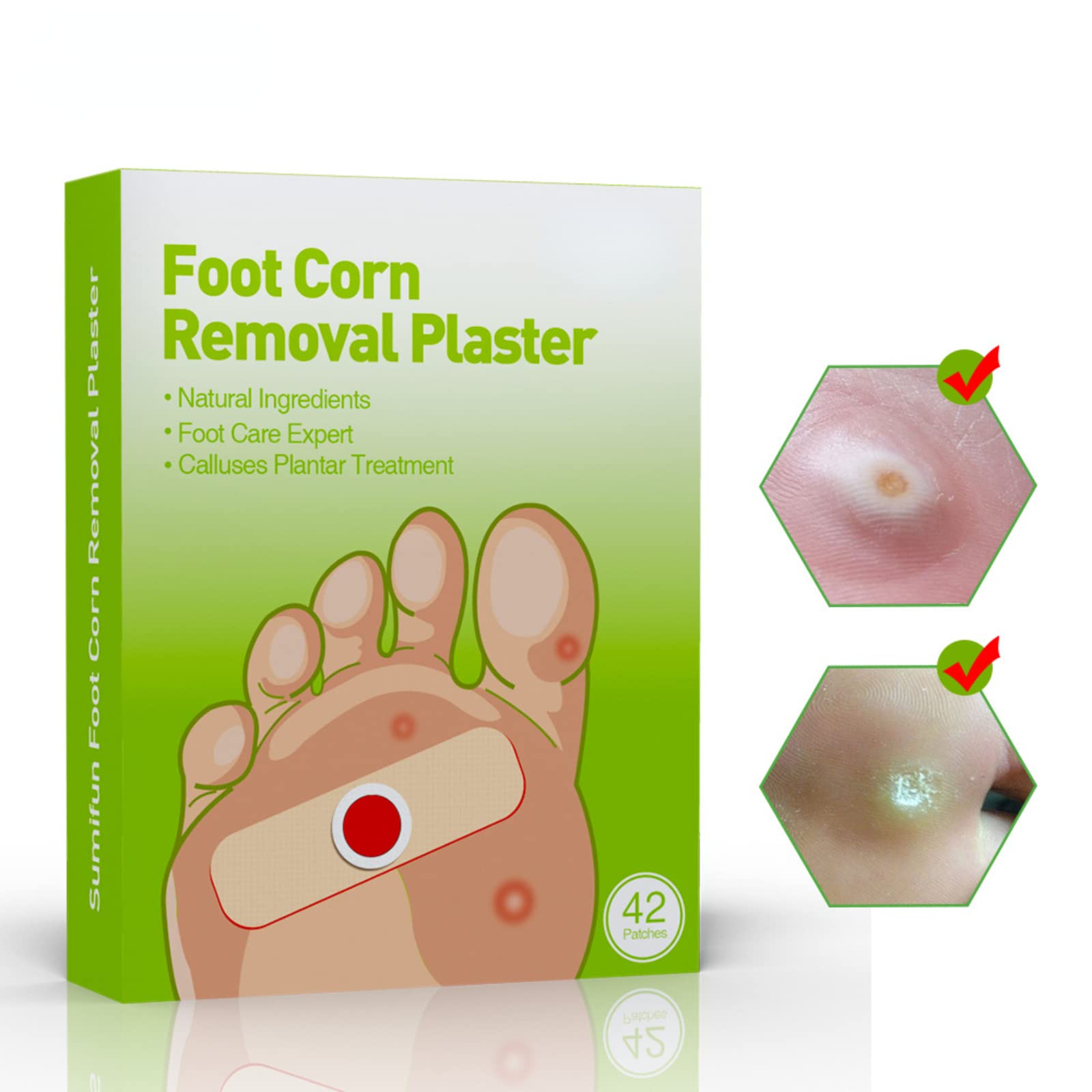 Corn Removal Treatment Relief Corn Pain and Foot Care Maximum Strength One Step Plantar Wart Remover Foot Pads, 42Count
