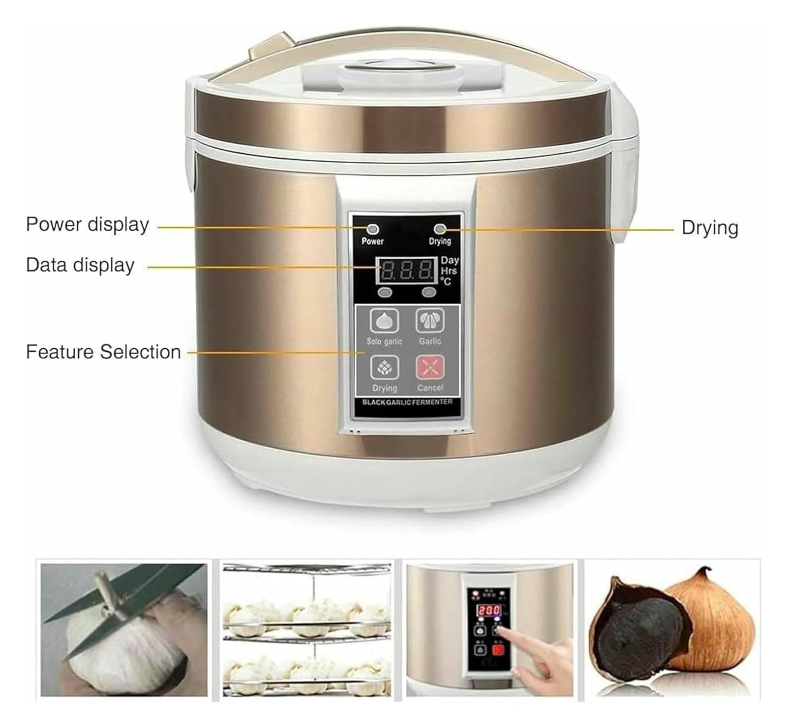 Fermentatore for aglio nero da 7,5 litri - Macchina for aglio a controllo intelligente completamente automatico for kimchi, natto e yogurt