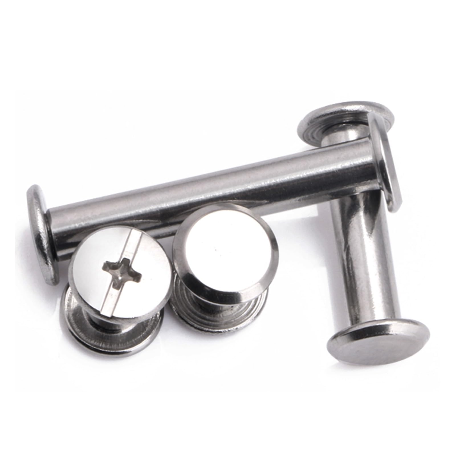 M4 M5 Stecca di bloccaggio testa testa rivetto vite in acciaio inox 304 testa piatta libro a croce album libro dado set (33 mm (5 pezzi), M5)