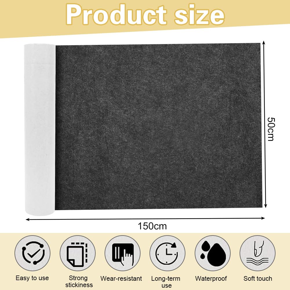 50 x 150 cm vilt zelfklevend lichtgrijs, 3 mm dik kleefvilt per