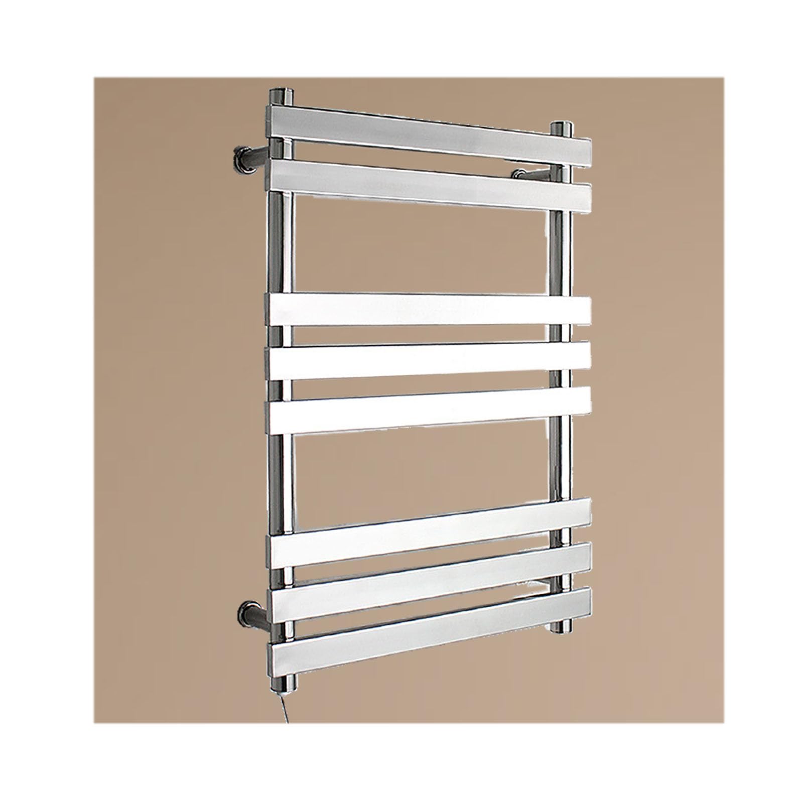 Porte-serviettes chauffant mural durable en acier inoxydable argenté haut de gamme à câbler