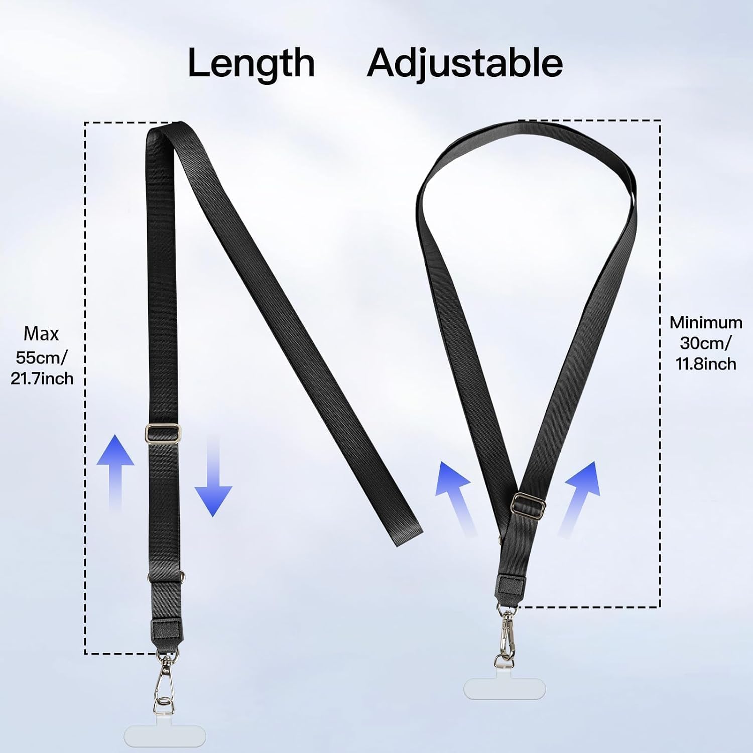 MOLOPPO Phone Lanyard for Smartphone, Adjustable Crossbody Strap-Black+Grey image 3