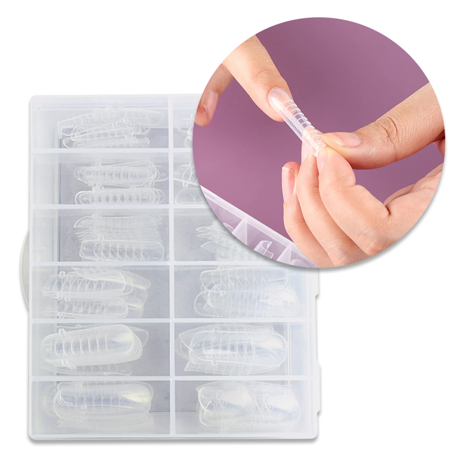NGCG 120pcs Poly Nail-Gel Forms Nail Builder Extension Gel Nail Mold Clear Full Cover Coffin False Nail Tips Forms Poly-extension Gel Nail Forms Short Square