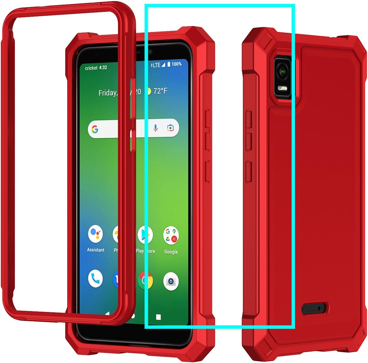 Aulzaju for AT&T Vista Case with Screen Protector,ATT Vista Phone Case Full Body Protective Soft TPU Bumper Raised Corner Edge Military Grade Shockproof Cover for AT&T Vista 2023 6812D Red