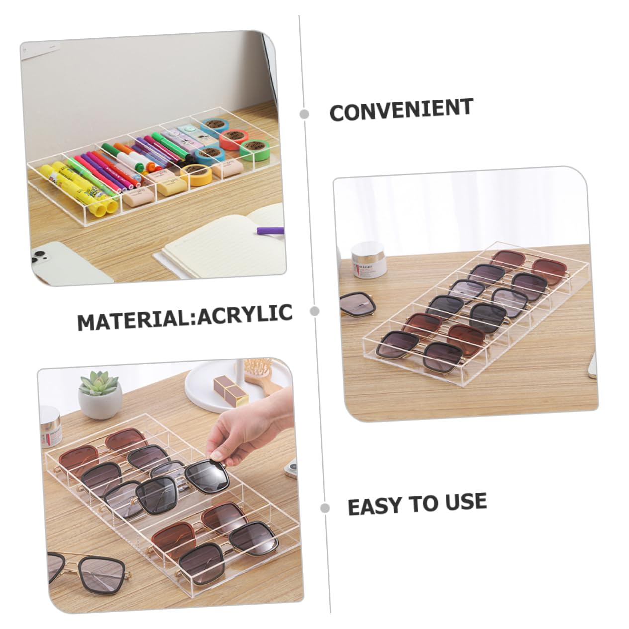 CHILDWEET 6grilles Boîte De Rangement Pour Lunettes De Soleil Transparent Avec Compartiments Support Affichage Multifonctionnel Pour Lunettes Et Accessoires Pour Magasins Et Usage