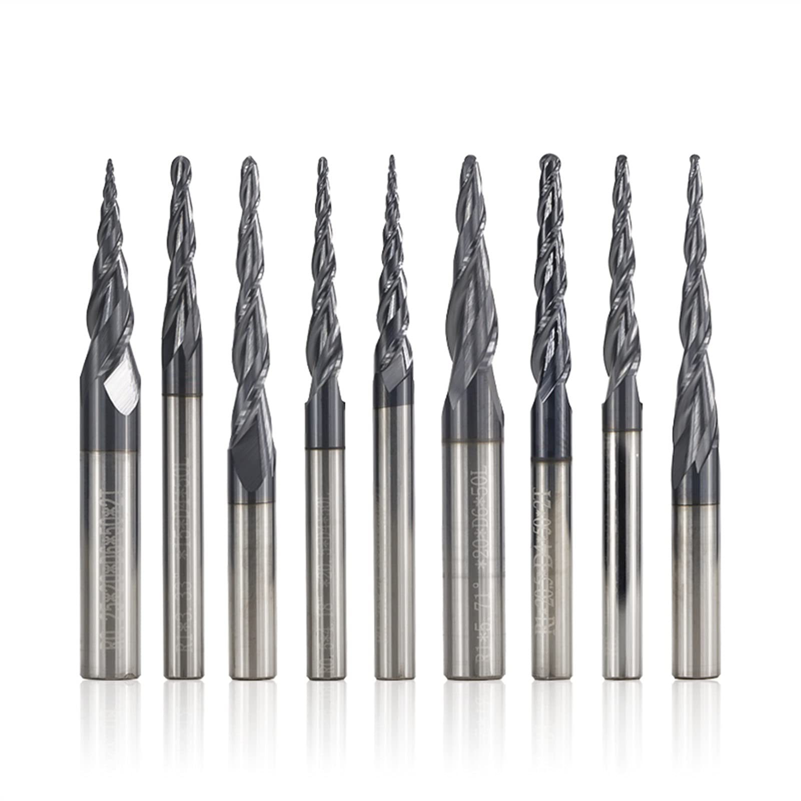 YINGJUN Tungsten Carbide Tapered Ballnose Fin Mill R0.25-R2.0 bit de enrutador CNC for Cortador de molienda de Madera CNC Grabado bit (Size : R1.5xD6x30.5x75L)