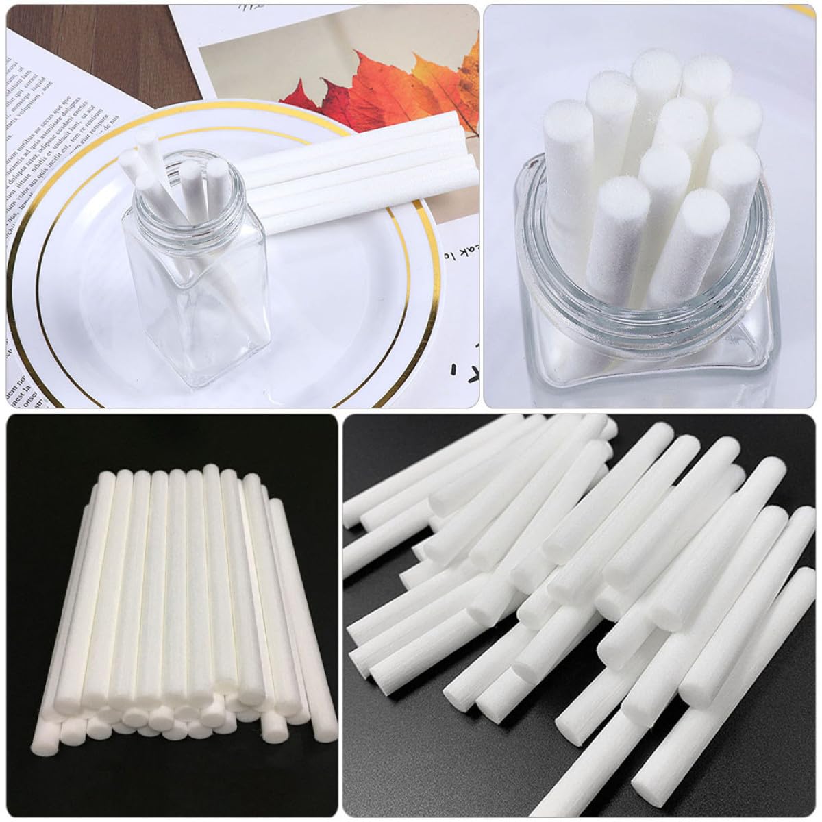 Bastoncini Diffusori di Aromi 15 Pezzi in Cotone Profumato senza Fiamma per Diffusori a Bastoncini, Assorbimento Oli Essenziali per Aromaterapia in Casa e Ufficio