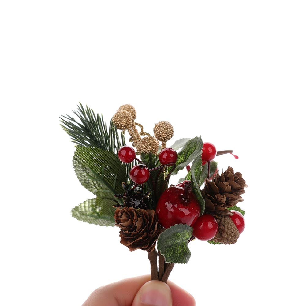 20 Pics De Pin Artificiel Avec Baies Et Pommes De Pin - Déco Noël DIY Pour Couronnes, Sapins, Arrangements