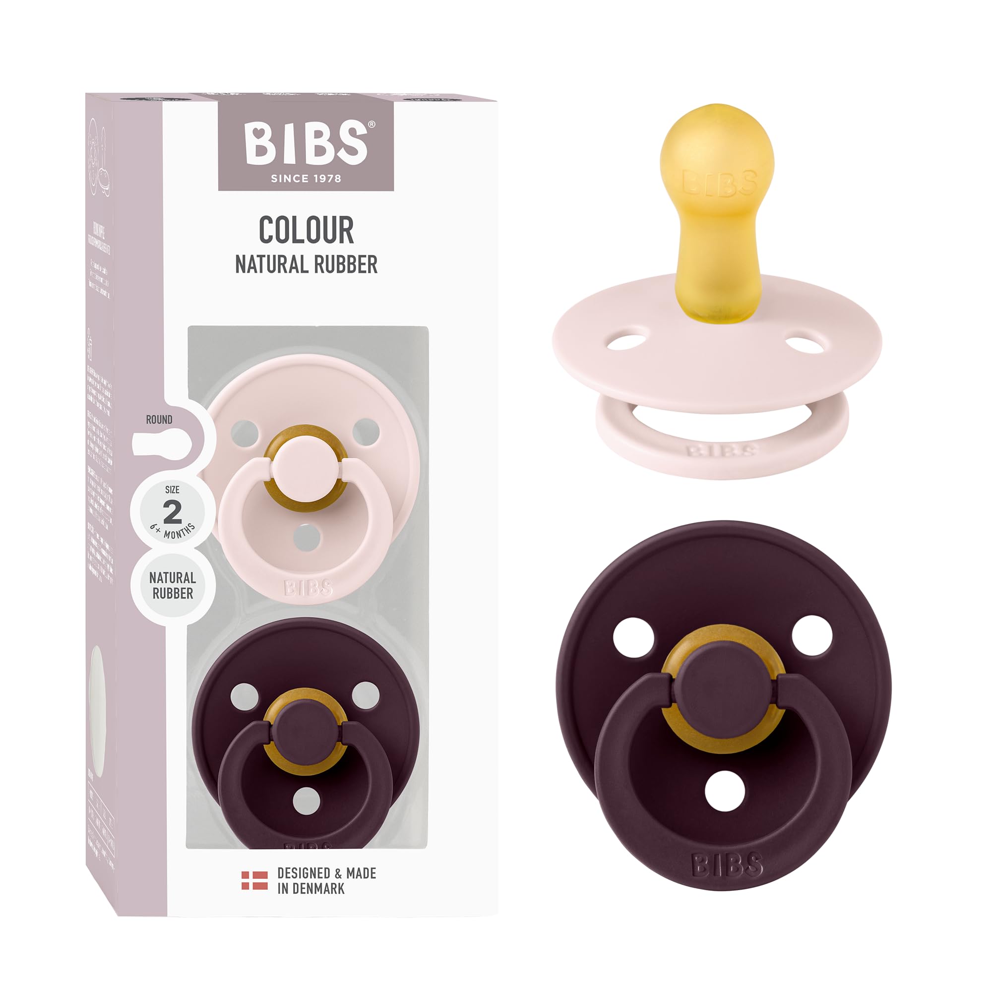 BIBS Colour Paquete de 2 chupetes. Libre de BPA, Tetina redonda. Látex natural, Talla 1 (0-6 meses), Baby Blue/Baby Blue — view 91