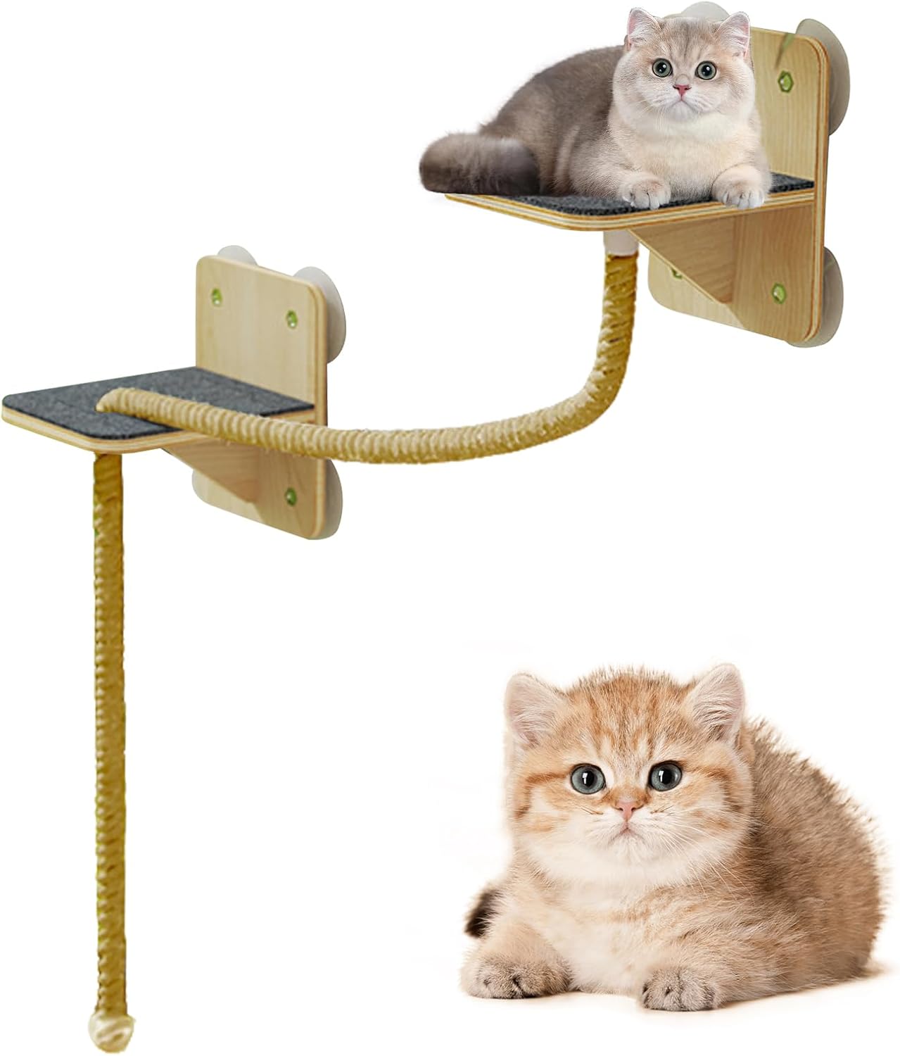 壁掛け式猫家具,室内用 キャット ウォール シェルフ タワー | ナチュラルタワー 階段 屋内遊び 窓辺設置 ホームドア対応