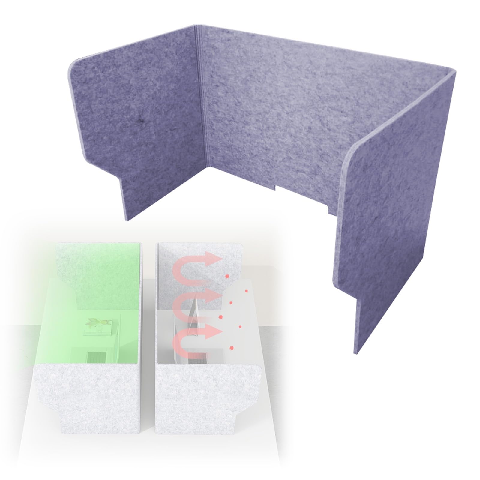 GJZQDKX Acoustic Desk Divider Partition Sneeze Guard for Offices Schools Libraries Cafés & Exam Rooms (Water Gray 100cm) - Enhance Workspace Privacy & Safety
