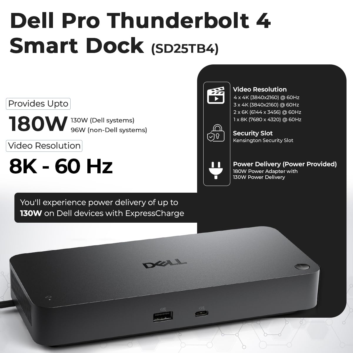 Dell SD25TB4 Pro Thunderbolt 4 Smart Dock - Supports 8k Screen
