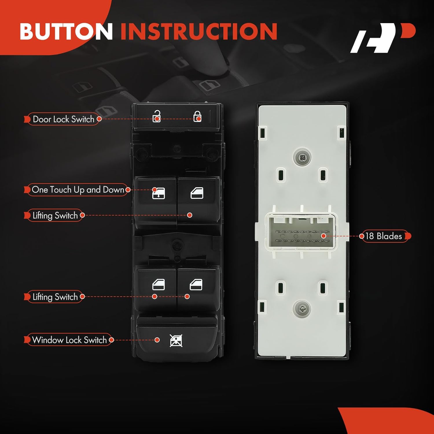 A-Premium Master Power Window Switch Compatible with Kia Forte 2019 2020 2021 2022 2023 2024, Front Left Driver Side