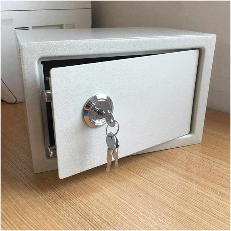 Compact Steel Construction for Office Fireproof Corrosion Protection and Rust Safety * 20cm White Safe strongbox