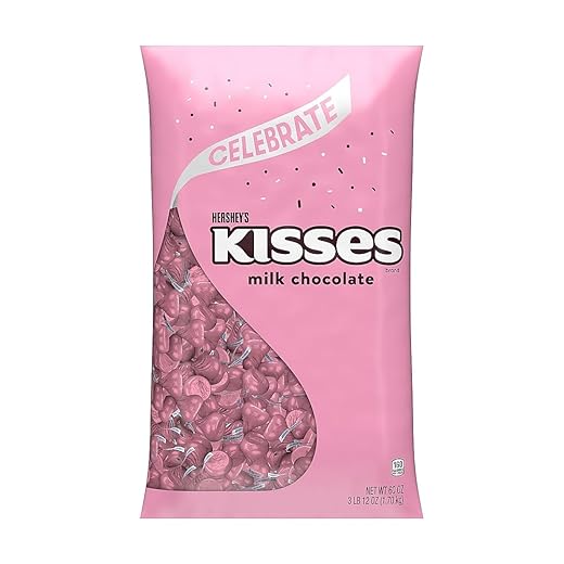HERSHEY'S KISSES Pink Foils Milk Chocolate Candy, Bulk, 66.7 oz Bulk Bag