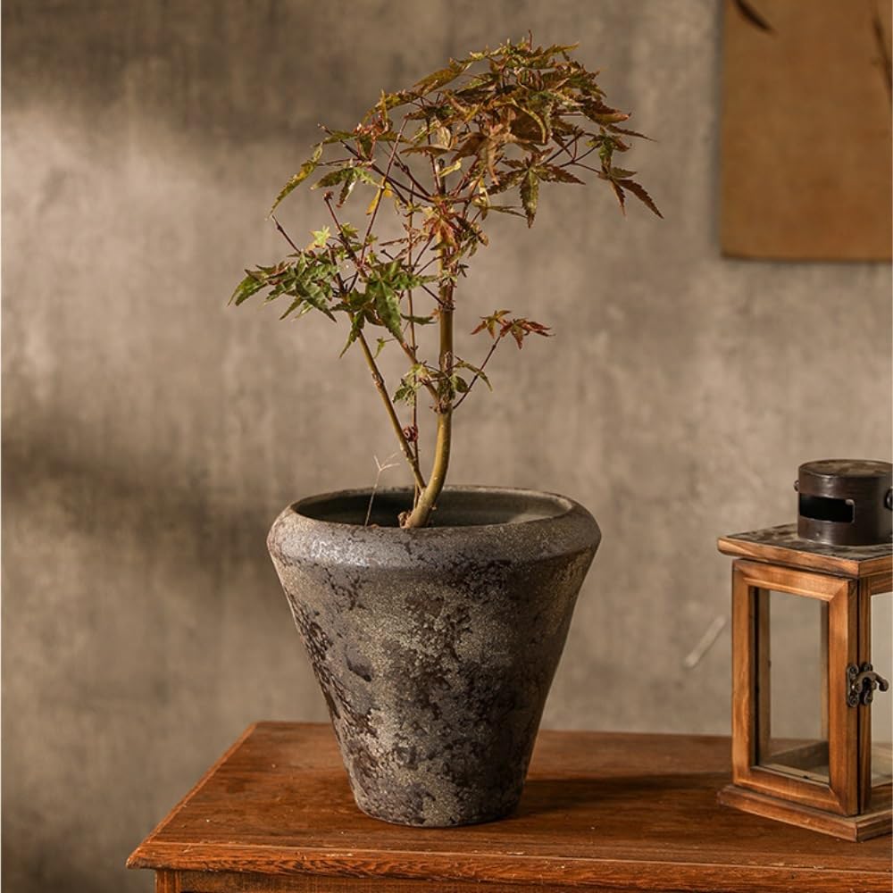 Vaso for piante in ceramica da fattoria, fioriera for interni ed esterni con foro di drenaggio, ornamento for vaso fiori texture