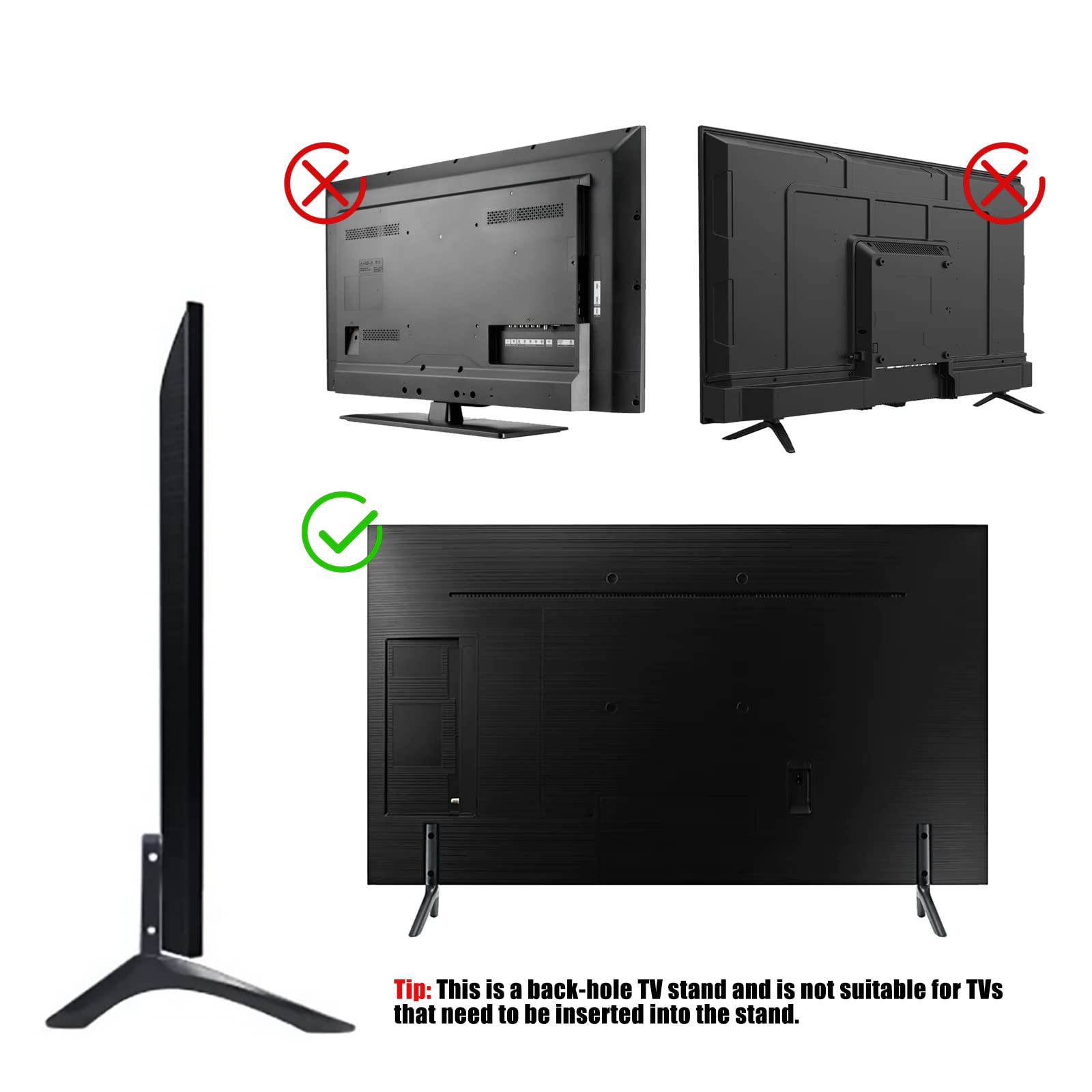 Pieds De TV Universels - Support Pour Téléviseurs 28 à 65 Pouces, Sans Perçage, Espacement Des Trous 17-20mm (kit Vis Inclus)