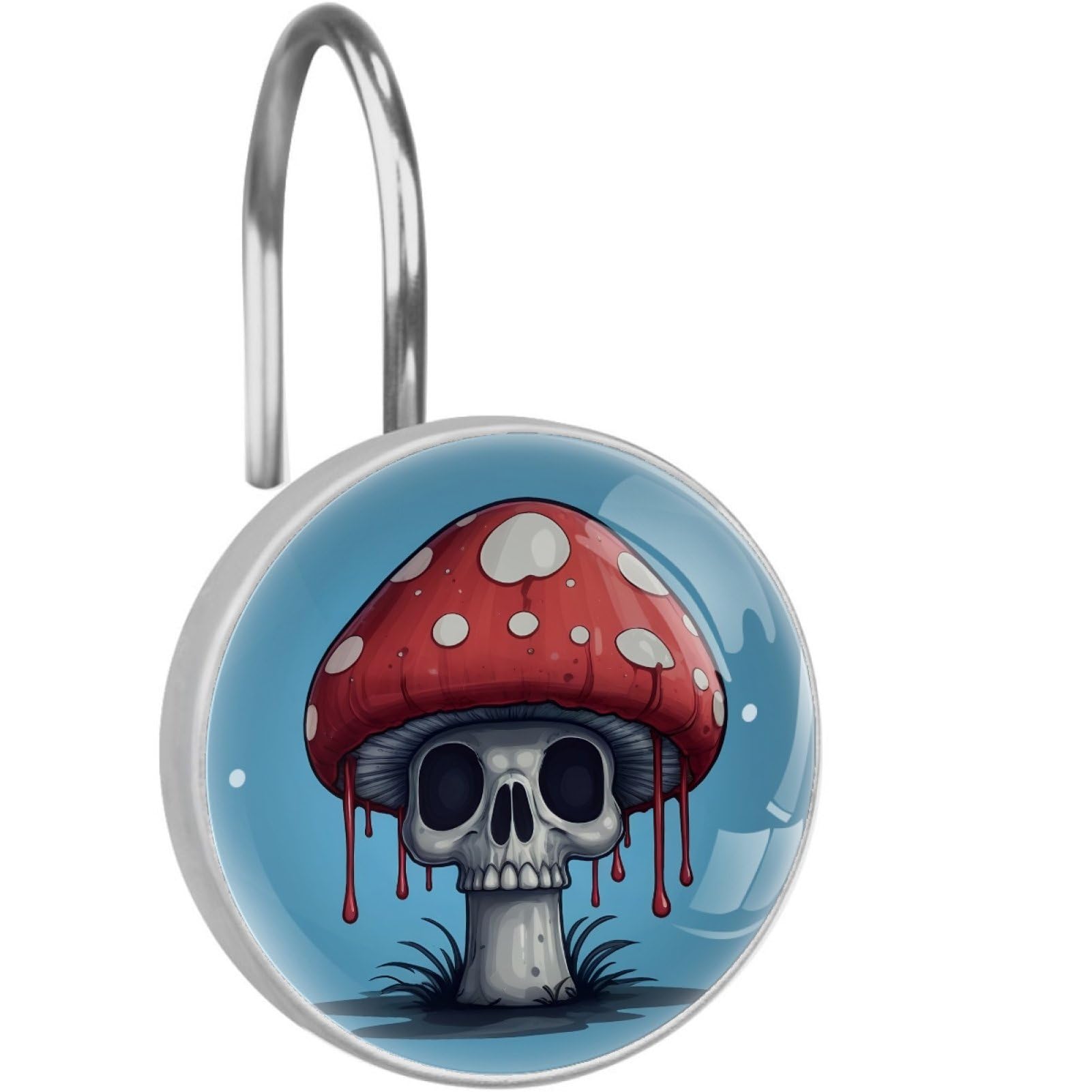 VAPOKF Shower Curtain Hooks, 12PCS Skeletons Mushroom Shower Curtain Hook for Bathroom Decors Home Bedroom