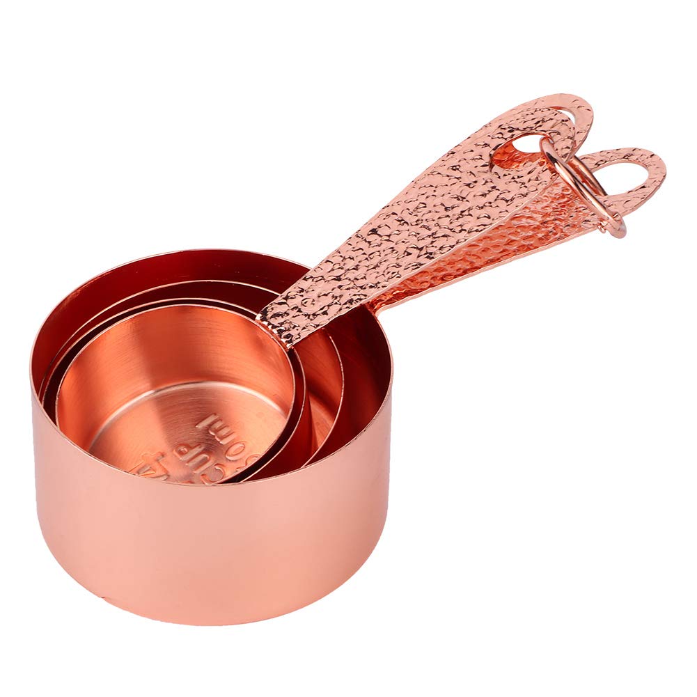 Tazas Medidoras de Acero Inoxidable de alta calidad en elegante oro rosa para repostería