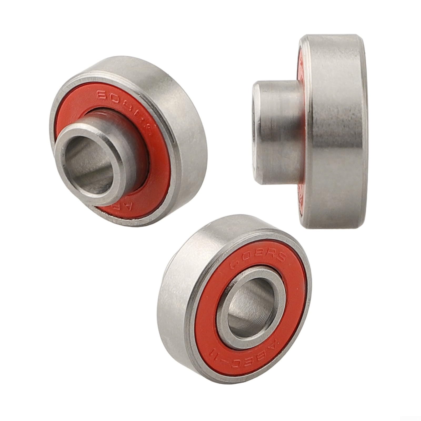 608-2RS - Cuscinetto a sfera a fila singola, 8 x 22 x 12,6 mm, con guarnizioni in gomma per resistenza agli agenti contaminanti, per skateboard, longboard, scooter, dispositivi fidget spinner (rosso