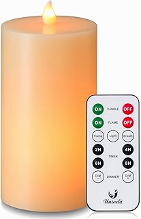 Flameless Candle, Real Wax LED Candle, Flame Table Lamp, Realistic Candle with Flame Effect Light, with Remote to Control Candle Flame, Breath, Timer, Dimmer, 2 C Batteries Operated(Not Included)