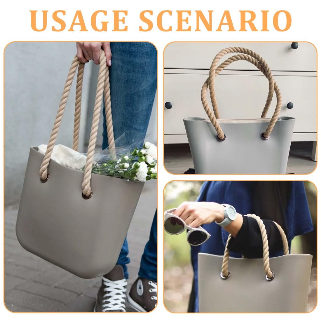 GXGM 2 asas de repuesto para bolso de playa, asa larga clásica, asa de cuerda de repuesto, asas de bolso, accesorios DIY para mujeres