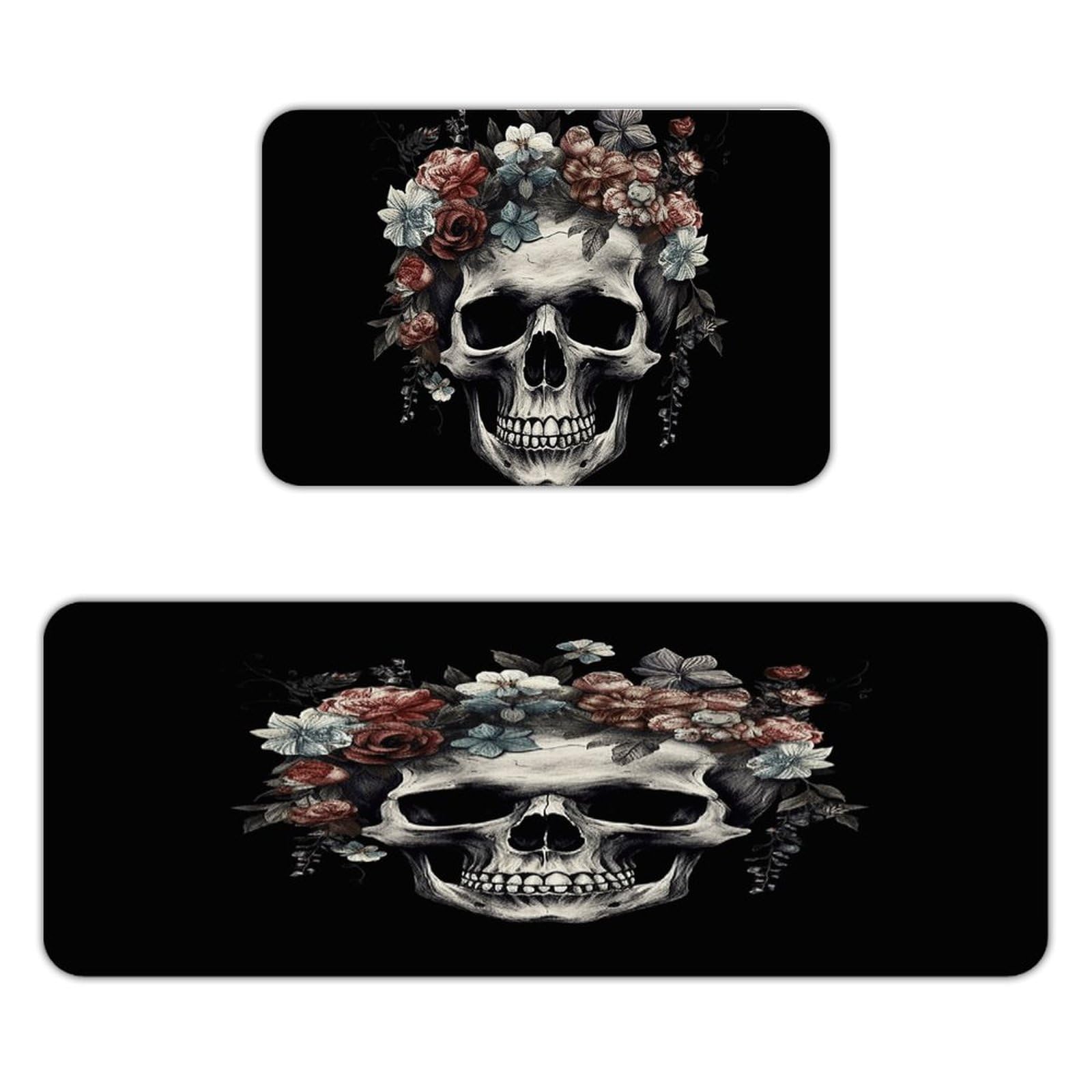Tapete de cocina de franela absorbente con diseño de calavera