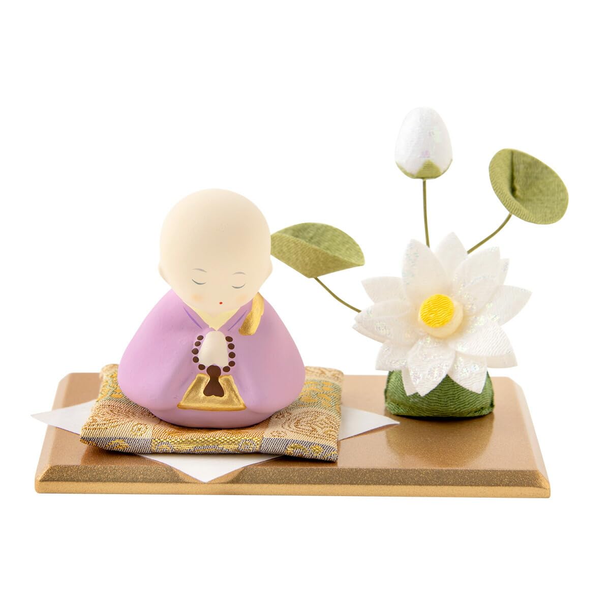 Amazon.co.jp: お坊さん 置物 僧侶 コンパクト 陶器 [お坊さんと蓮飾り