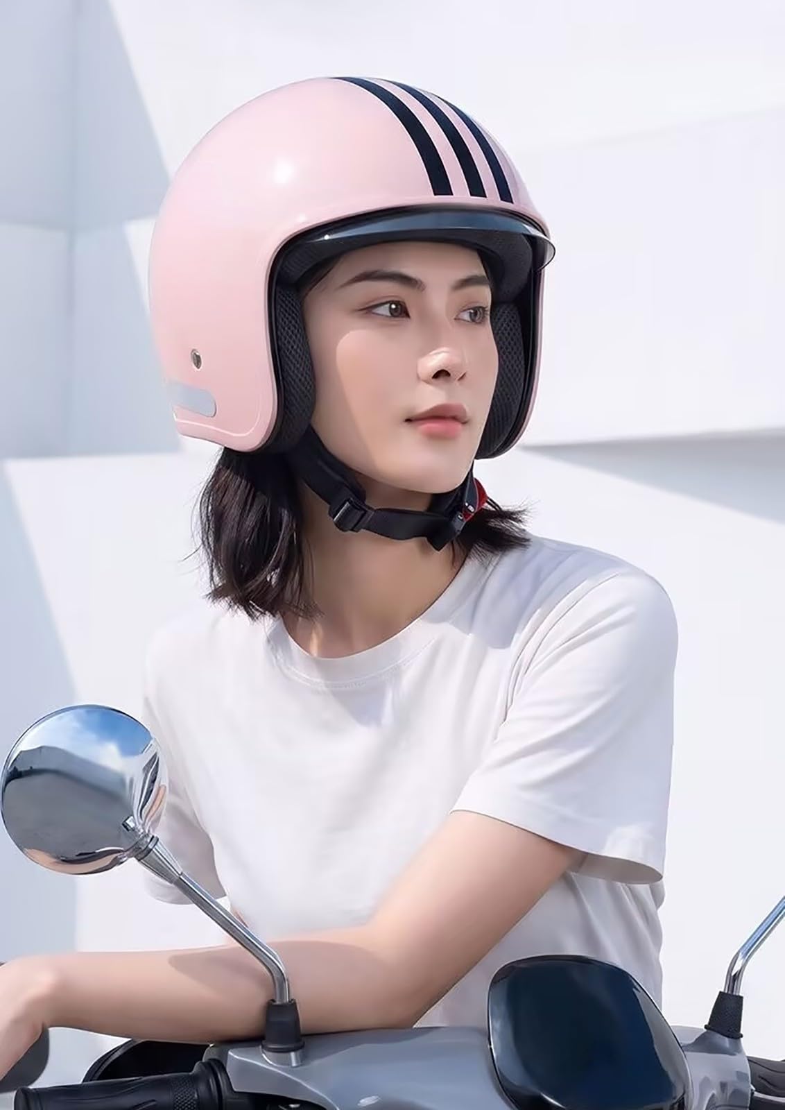 Kask motocyklowy otwarty dla dorosłych mężczyzn i kobiet, kask 3/4 na każdą porę roku, certyfikat ECE 22.06, kask typu crash do cruisera, skutera motoroweru 1, 55-60 cm