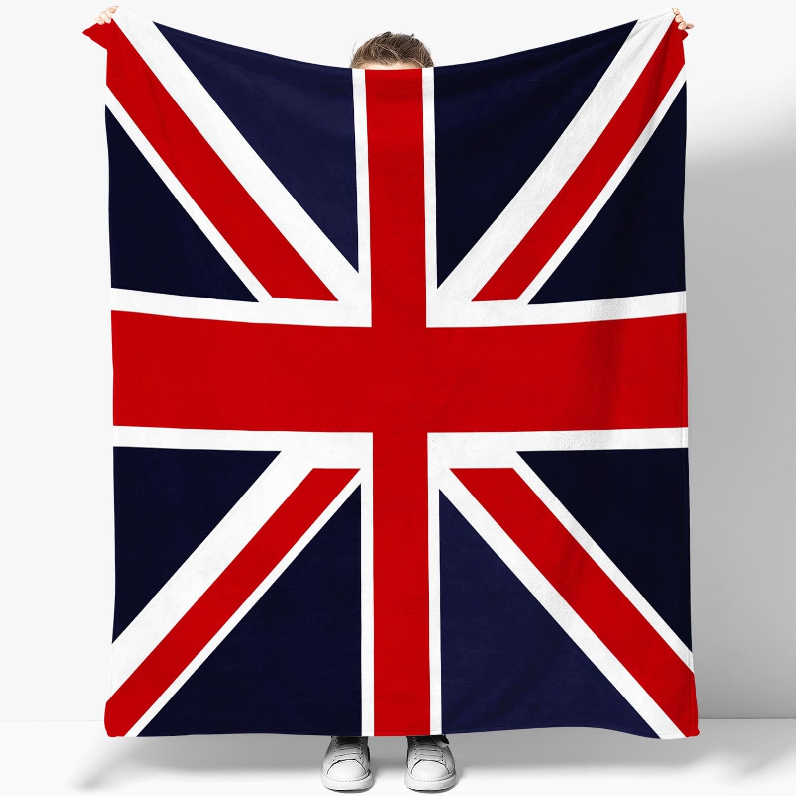 Einfache Union Jack-Flagge Bedruckte Weiche Wolldecke 150 x 200 cm Warme und Bequeme, atmungsaktive Flanell-Fleecedecke Blau und Rot Für Die Inneneinrichtung Kinder Erwachsene Matratze Sofadecke